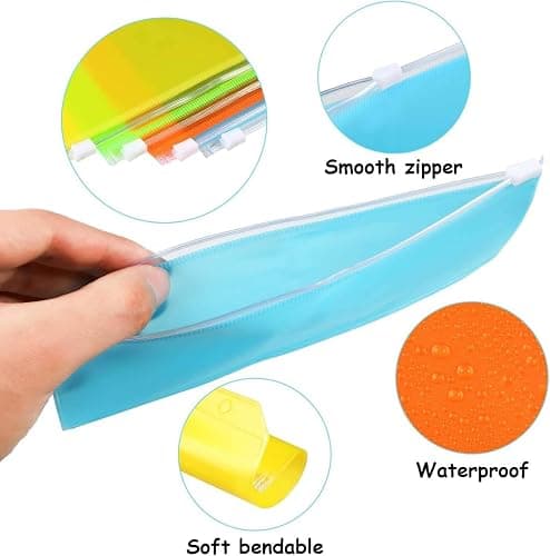 Zonon 12 Pcs A6 Binder Zipper Folders Pockets 6 Holes Budget Binder with Cash Envelopes PVC Loose Leaf Bag Waterproof Pouch Document Filing Bags(A6,Pink, Blue, Orange, Green, Yellow, Purple) thumbnail 4