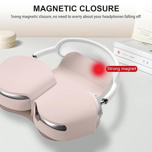 Maxjoy for Apple Airpods Max Smart Case Cover, Soft PU Leather Protective Cover Accessories for Airpod Max with Sleep Mode, Anti-Dust Travel Carrying Case for Airpods Pro Max Headphones, Ivory thumbnail 2