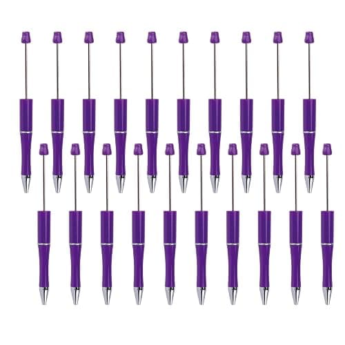 Htfunstore 20 Pcs DIY Beadable Ballpoint Pens-DIY Crafting for School Supplies-Teacher Gifts&Student Prizes,Party Favors Office,Accessories Supplies (Solid color) (Candy Purple) - Image 1