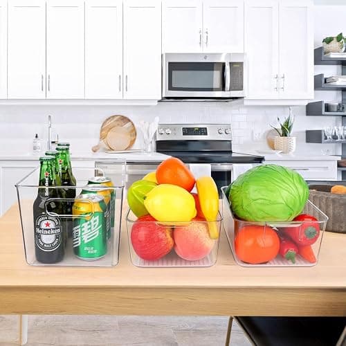 Set Of 10 Refrigerator Pantry Organizer Bins, Clear Plastic Food Storage Bins for Kitchen, Countertops, Cabinets, Fridge, Freezer, Bedrooms, Bathrooms, Fridge Organizer Bins Pantry Storage Containers thumbnail 7