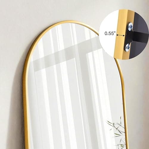 ZMYCZ Mirror Full Length, 71"x26" Arched Full Length Mirror, Arch Mirror with Stand, Large Standing Mirrors, Oversized Full Body Mirrors with Aluminum Frame for Bedroom, Living Room (Gold) thumbnail 7