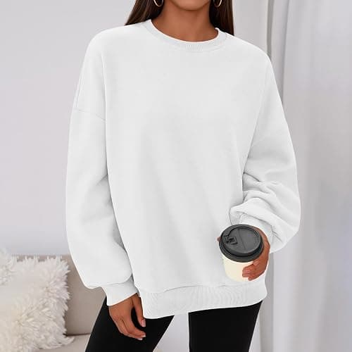 Crewneck Sweatshirts Women Comfort Oversized Sweatshirt Cozy Fleece Pullover Sweatshirts No Hood Soft Cute Fall Tops thumbnail 2