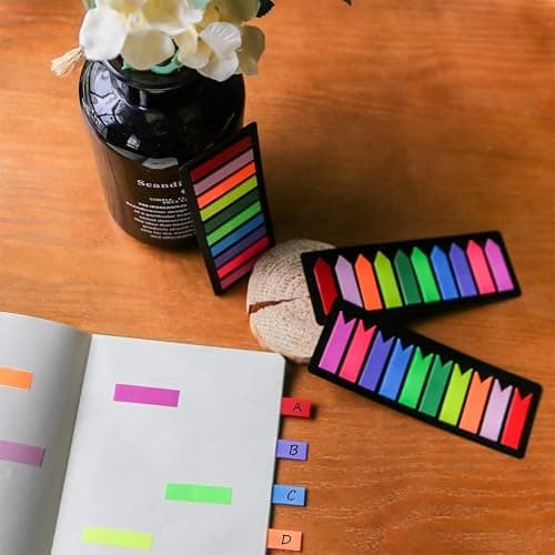 KICNIC 1500 Pieces Page Markers Sticky Index Tabs, Arrow Flag Tabs Self Adhesive, Colored Notes Tab Stickers for Notebook, Documents, Books [10 Colors, 3 Designs] Sticks Securely, Removes Cleanly thumbnail 2