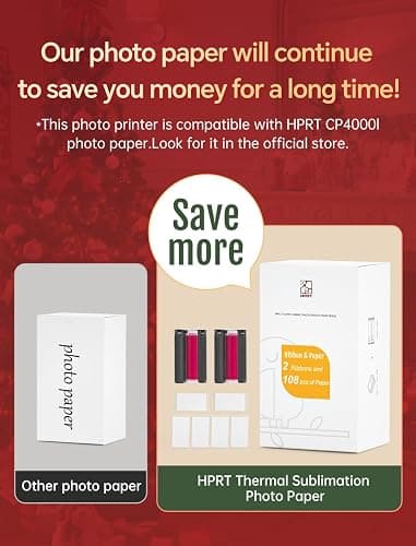 HPRT Photo Printer 4x6,+108Sheets&2ribbon,Instant Picture Printer for iPhone, Android, Smartphone,Portable Photo Printers for Home Use,Thermal Dye-Sublimation, AR Video Printing（White） thumbnail 3