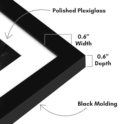 Americanflat 10x10 Picture Frame with Polished Plexiglass - Set of 5 - Use as 8x8 Frame with Mat or Display 10x10 Photo Without Mat - Galleria Collection - Square Frames for Tabletop or Wall - Black thumbnail 4