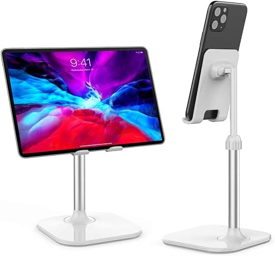 Doboli Cell Phone Stand, Phone Stand for Desk, Phone Holder Stand Compatible with iPhone and All Mobile Phones Tablet, Gifts for Adults Women Men Mom Wife, White - Image 1