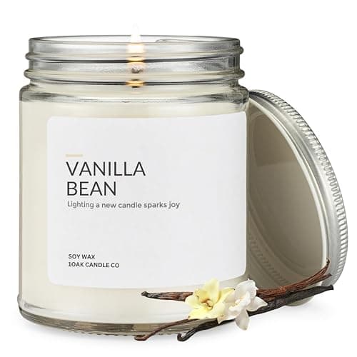 1OAK Soy Wax Scented Candles - Vanilla Bean Candle - Vanilla Candles for Home - Hand-Poured (7oz.) - Vanilla Bean - Clear Jar (7oz) - Image 1
