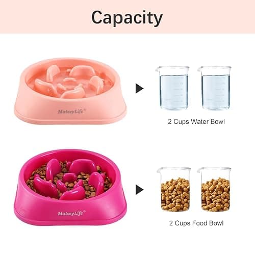 MateeyLife Slow Feeder Dog Bowls 2PCS, Anti-Choking Puzzle Dog Food Bowls, Anti-Slip Interactive Feeding Slow Down Eating, Bloat Stop Maze Dishes for Medium Breeds Pink&Purple thumbnail 5