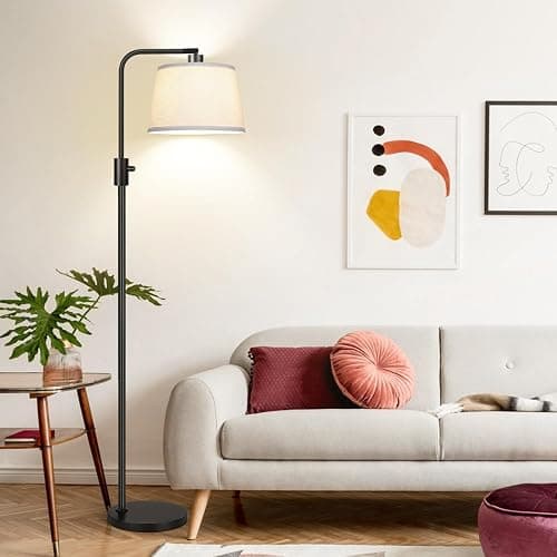 【Upgraded】 Dimmable Floor Lamp, 1000 Lumens LED Edison Bulb Included, Arc Floor Lamps for Living Room Modern Standing Lamp with Linen Shade, Tall Lamp for Bedroom Office Dining Room- Black thumbnail 6