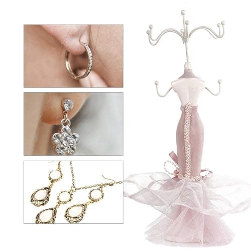 Jewelry Stand Holder, Elegant Lady Model Jewelry Organizer Mannequin Princess Dress Necklace Hanging Rack for Bracelets Earrings Rings Women Girls thumbnail 6