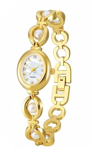 ADSBIAOYE Elegant Pearl Women's Dress Watch Fashion Oval dial Watch Ladies Gift Bracelet Waterproof Analog Watch - Image 1