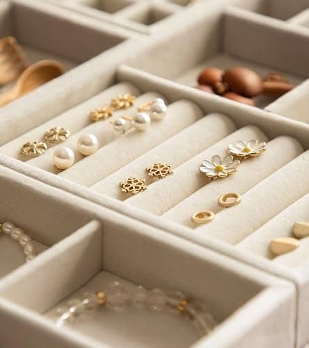 Elsjoy Set of 8 Velvet Jewelry Tray, Drawer Insert Divided Storage Holder Stackable Jewelry Organizer, Necklace Bracelet Display Tray for Christmas thumbnail 6