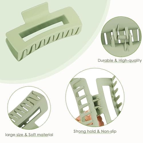 4.1 Inch Large Hair Claw Clips 8 Pcs Rectangle Big Clips for Thick Hair Nonslip Acrylic Banana Jaw Accessories for Women and Girls (Brown Colorful) thumbnail 4