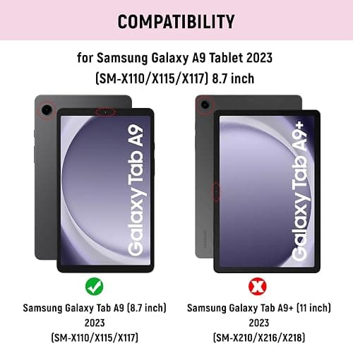 Hofsos Keyboard Case for Samsung Galaxy Tab A9 8.7 Inch 2023 SM-X110/X115/X117 - Slim A9 Tablet Cover with Detachable Bluetooth Wireless Keyboard, S Pen Holder for Samsung Galaxy Tab A9, Pink thumbnail 3