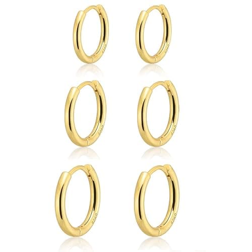 Gokeey Small Gold Huggie Hoop Earrings Set for Women 14K Gold Plated Hypoallergenic Lightweight Earrings for Sensitive Ears Everyday Earrings Sets for Multiple Piercing Cartilage Hoop Earrings Stack Jewelry - Image 1