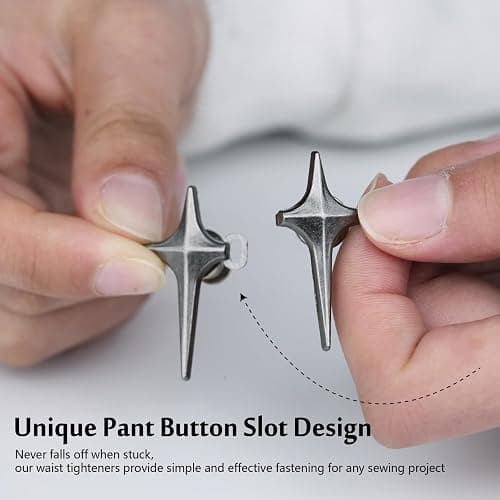Pant Waist Tightener Adjustable Jeans Button Pin for Waist Pants Clips to Tighten Waist No Sew Detachable Make Jeans Waist Smaller 4 Sets Jean Buttons for Loose Jeans Instant Pants Button Tightener thumbnail 2