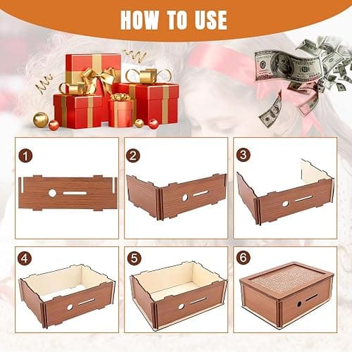 2025 New Cash Vault Wooden Savings Box, 10000 Savings Challenge Box, Wooden Cash Saver Money Box, Wooden Money Saving Challenge Box Cash Saving Box with Money Target and Numbers ($10000) thumbnail 6