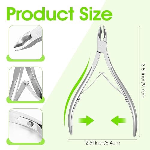 Kifmurase 8 Pack Cuticle Trimmer Stainless Steel Cuticle Nippers Pointed Blade Nail Cuticle Cutter Dead Skin Remover Pedicure Manicure Tools Double Spring for Fingernails Toenails (Silver) thumbnail 2