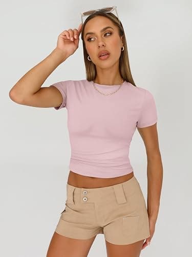 AUTOMET Womens 3 Piece Short Sleeve Shirts Basic Going Out Slim Fitted Crop Tops 2025 Summer Y2k Clothes thumbnail 4