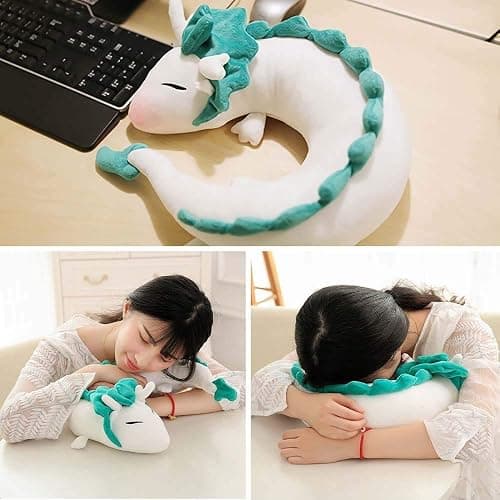 AIHANCH Dragon Neck Pillow Anime Cute Haku Dragon Pillow Anime Plush Doll Toy Kids Travel Pillows with Sleeping Eye Mask for Chrismas Birthday Gift - Light Green With Eye Mask thumbnail 4