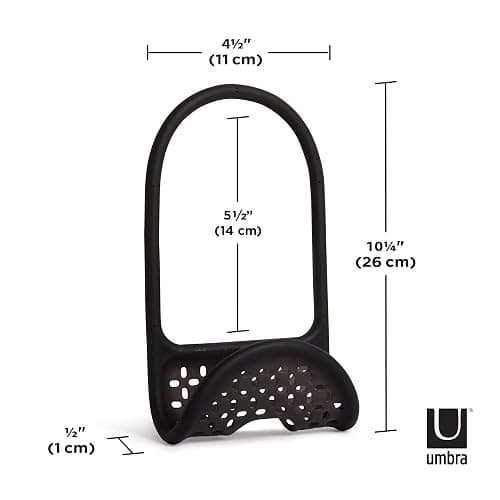 Umbra Sling Kitchen Sink Caddy Sponge Holder, Hangs Over Faucet or Divider, Single, Black thumbnail 2