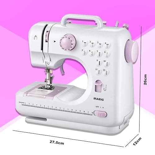 Mini machine à coudre pour débutants par MARIG - Petites machines à coudre électriques portables avec 2 vitesses 12 motifs de points intégrés thumbnail 2