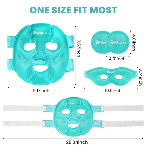 RelaxCoo Ice Face Eye Mask for Dark Circles and Puffiness Cold Warm Compress, Gel Cold Cooling Face Mask Package for Women and Men, Migraines, Headache, Stress and Relaxation thumbnail 6