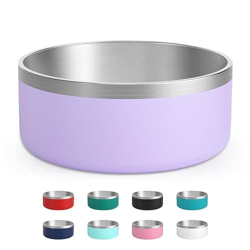 LIHOOOOM Dog Bowl, Anti-Slip Dog Water Bowl and Food Bowl, Non-Rusting Stainless Steel Dog Bowls, Durable and Easy to Clean, Suitable for Medium and Large Dogs (64Ounces, Lightpurple) - Image 1