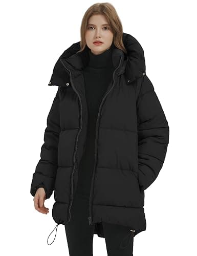 Kissonic Women's Warm Winter Coat Hooded Puffer Jacket Full Zip Long Puffer Coat with Pockets thumbnail 2