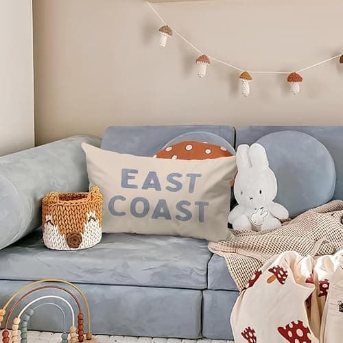 Wheatwin Blue Coastal Throw Pillow Cover 12x20, Coastal Room Decor, Blue Dorm Decor, Coastal Preppy Trendy Retro East Coast Coquette Decor for Girls Room College Sofa Couch thumbnail 7