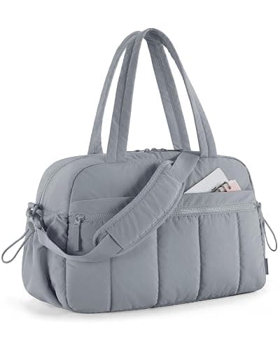 BAGSMART Womens Gym Bag 24L Travel Bag for Weekend Overnight with Wet Pocket, Underseat Cabin Bag for EasyJet, Carry on for Ryanair & Trolley Sleeve, Ultra Lightweight, Grey - Image 1