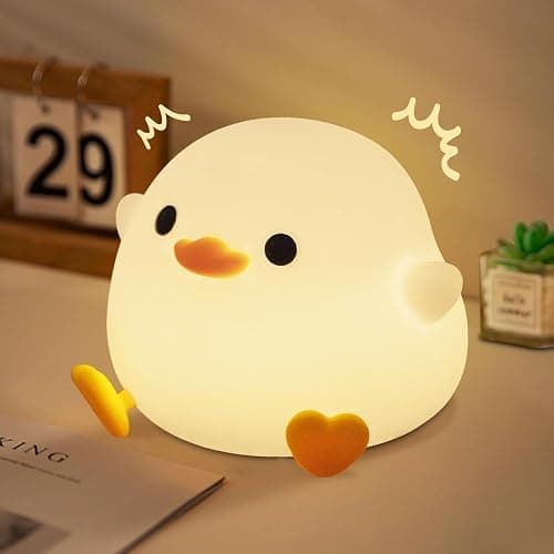 FAMIDUO Duck Lamp, Cute Pea Duck Night Light, 2 Levels Dimmable Ducky Night Lamp, LED Squishy Animal Light for Kids Sleep, Rechargeable Bedside Touch Silicone Lamp, Unique Dorm Decor Gift Toy - Image 1