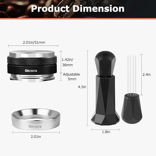 Glevxora Espresso Accessories Kit for Espresso Portafilter, Coffee Distributor and Espresso Tamper, Wdt Espresso Distribution Tool & Dosing Funnel Set for Espresso Coffee Machines (51mm) thumbnail 2