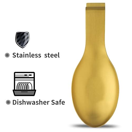 BETTWILLGold Spoon Rest for Kitchen Counter, Stainless Steel Spoon Holder for Stove Top, Spatula Ladle Spoon Utensils Holder, Gold Kitchen Accessories, Gold Cooking Utensiles. thumbnail 4