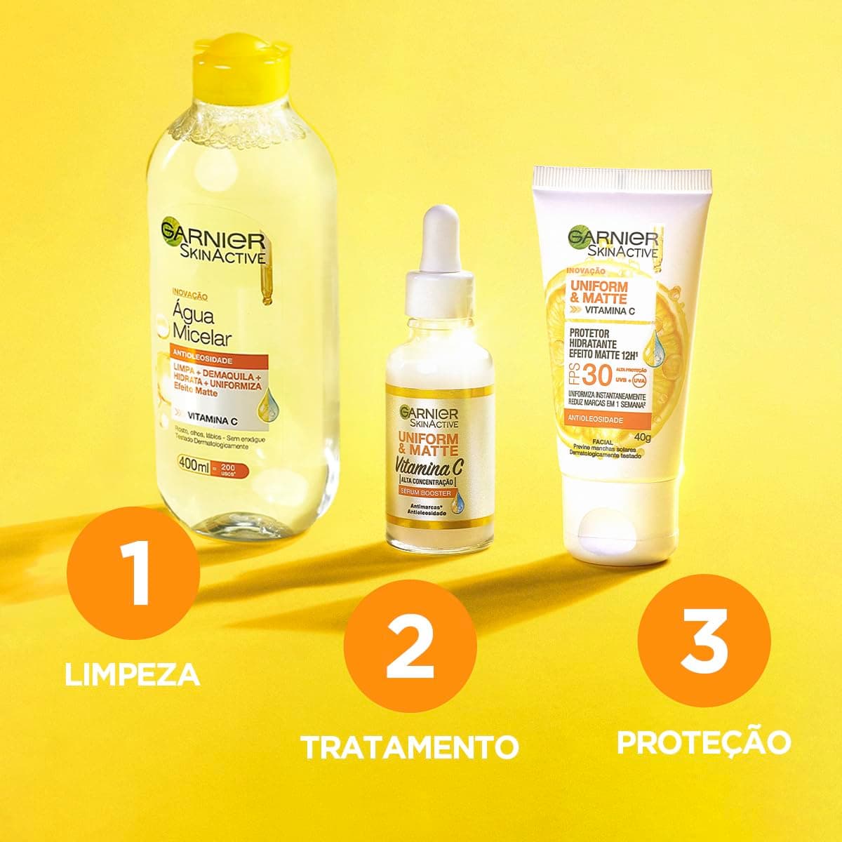 Garnier Uniform & Matte Protetor Solar Facial FPS 30, Sem Cor, 40g | Vitamina C, AHA de Limão e Silicair, Controle de Oleosidade, Efeito Matte 12h, Reduz Marcas, Fórmula Vegana thumbnail 3