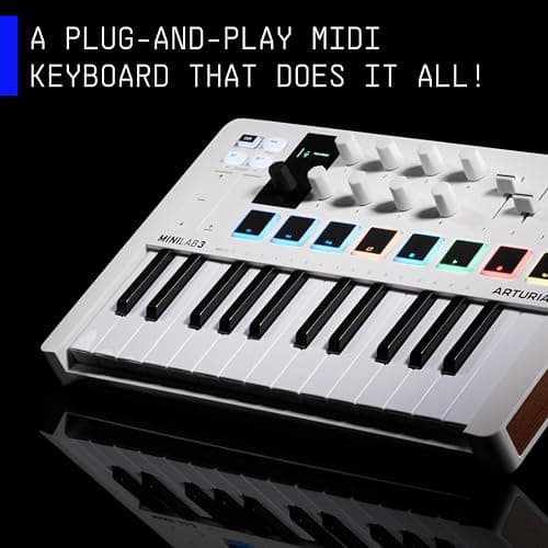 Arturia MiniLab 3 - Universal MIDI Controller for Music Production, with All-in-One Software Package - 25 Keys, 8 Multi-Color Pads - White thumbnail 4
