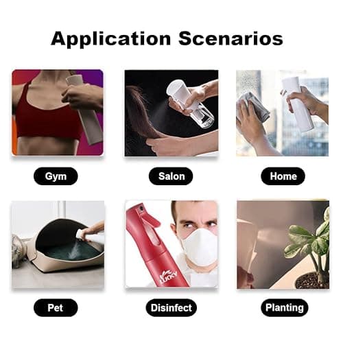Continuous Hair Spray Bottle 6.8oz (200ml), 2 PCS Empty Fine Mist Spray Bottle for Hair Styling Cleaning Plants Skin Care Pets(Black & White) thumbnail 5