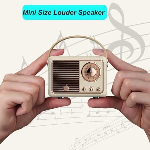Dosmix Retro Bluetooth Speaker, Vintage Decor, Portable Wireless Bluetooth Speaker, Cute Old Fashion Style for Kitchen Desk Bedroom Office Outdoor Accessories for iPhone Android (Yellow) thumbnail 2