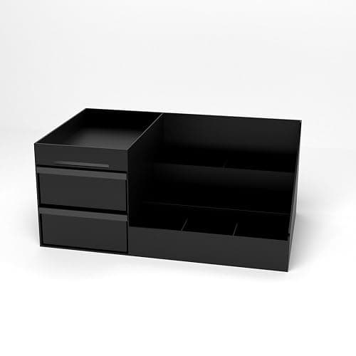 Novalunae Mens Bathroom Organizer with Drawer, Black Cologne and Perfume Display Stand with Storage Shelf for Vanity, Bathroom Counter, Shaving Supplies, Skin Care, Cologne Organizer for Men thumbnail 8