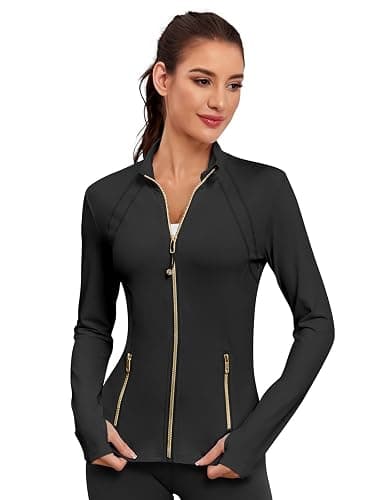 VUTRU Women Athletic Jacket Fitted Workout Running Zip Up Track Coat | Thumb Holes Pockets for Yoga Gym Travel thumbnail 2
