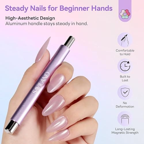 SAVILAND Ultrastarker Magnetischer Cat Eye Magnet: Doppelseitig Robuster Cat Eye Magnetstift für Nagel mit Runder Magnetperle Multifunktionaler Magnet für Cateye Gel Nagellack Salon Nageldesign Tools thumbnail 5
