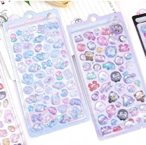 3D Puffy Stickers for Kids, 10 Sheets 450+ pcs, Mini Kawaii Resin Decorative Stickers for Scrapbooking Phone Case, Notebook, Scrapbooking (10pcs 3D Stickers) thumbnail 6