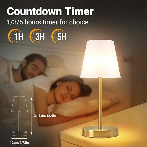 1 Pack Cordless Table Lamp Rechargeable, 10000 mAh Portable LED Battery Operated Lamp with Remote Control, 10 Colors Dimmable Touch Desk Light with Timer for Bedside Night Light Outdoor Patio Camping thumbnail 7