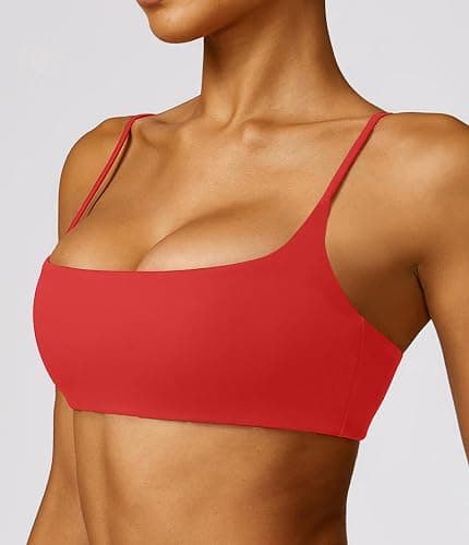Comper Women's Sports Bra with Thin Straps Stretchy Wirefree Workout Bras Lightweight Workouts Bralette with Removable Pads thumbnail 2