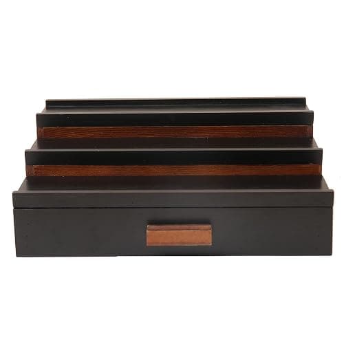 Fengligoo Cologne Organizer for Men - 3 Tier Wooden Cologne Perfume Display Stand with Drawer and Compartment, Mens Cologne Holder Shelf for Organization and Storage,Black Brown thumbnail 8