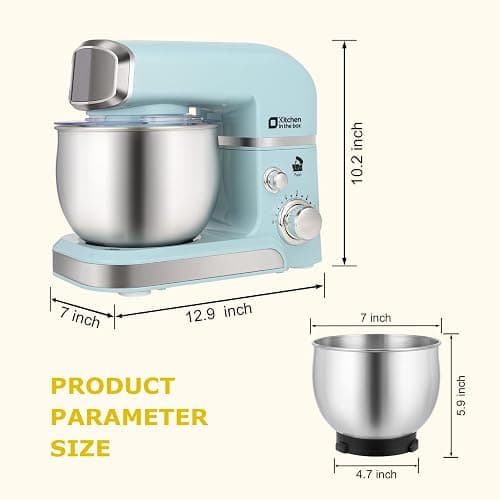 Kitchen in the box Stand Mixer,3.2Qt Small Electric Food Mixer,6 Speeds Portable Lightweight Kitchen Mixer for Daily Use with Egg Whisk,Dough Hook,Flat Beater (Blue) thumbnail 3