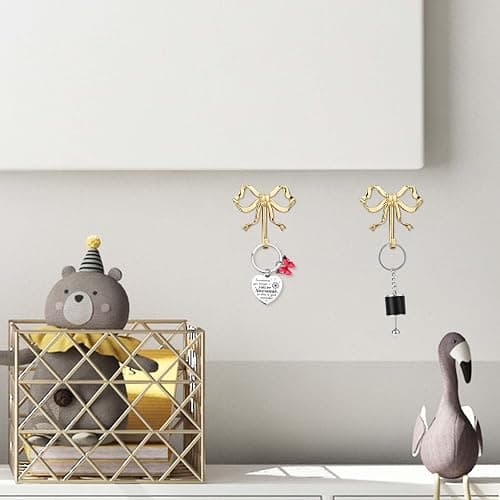 2pcs Bow Knot Wall Hooks, 3.9x3.8in Gold Bow Knot Coat Hooks Cute Butterfly Door Hangers Decorative Bows Wall Hook for Coats Hats Bags Towels Coffee Mugs thumbnail 6
