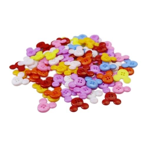 100 Pcs Mouse Head Ear Button Themed Sewing Buttons with 4 Holes for Cruise Line Enthusiasts - Image 1