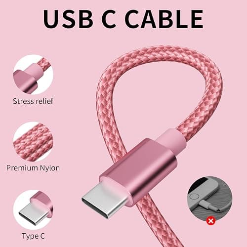 SPEATE USB to USB C Cable (5-Pack, 3/3/6/6/10FT), USB A to Type C Cable, Fast Charging Nylon Braided Sync Transfer Cord USB C Charger for Phone 16/15/iPad, Galaxy S/Note/A, Pixel and More thumbnail 4
