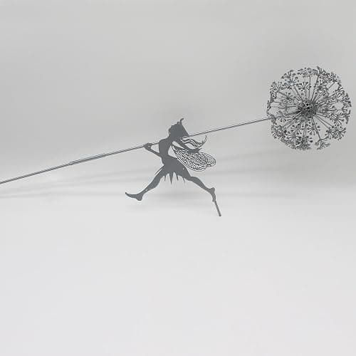 Fcteap Flower Fairy Dancing with Dandelion Garden Art Sculpture Stainless Steel Statue Christmas Halloween Decoration for Outdoor Yard Courtyard Lawn Patio Metal Ornaments (Long Travel) thumbnail 5
